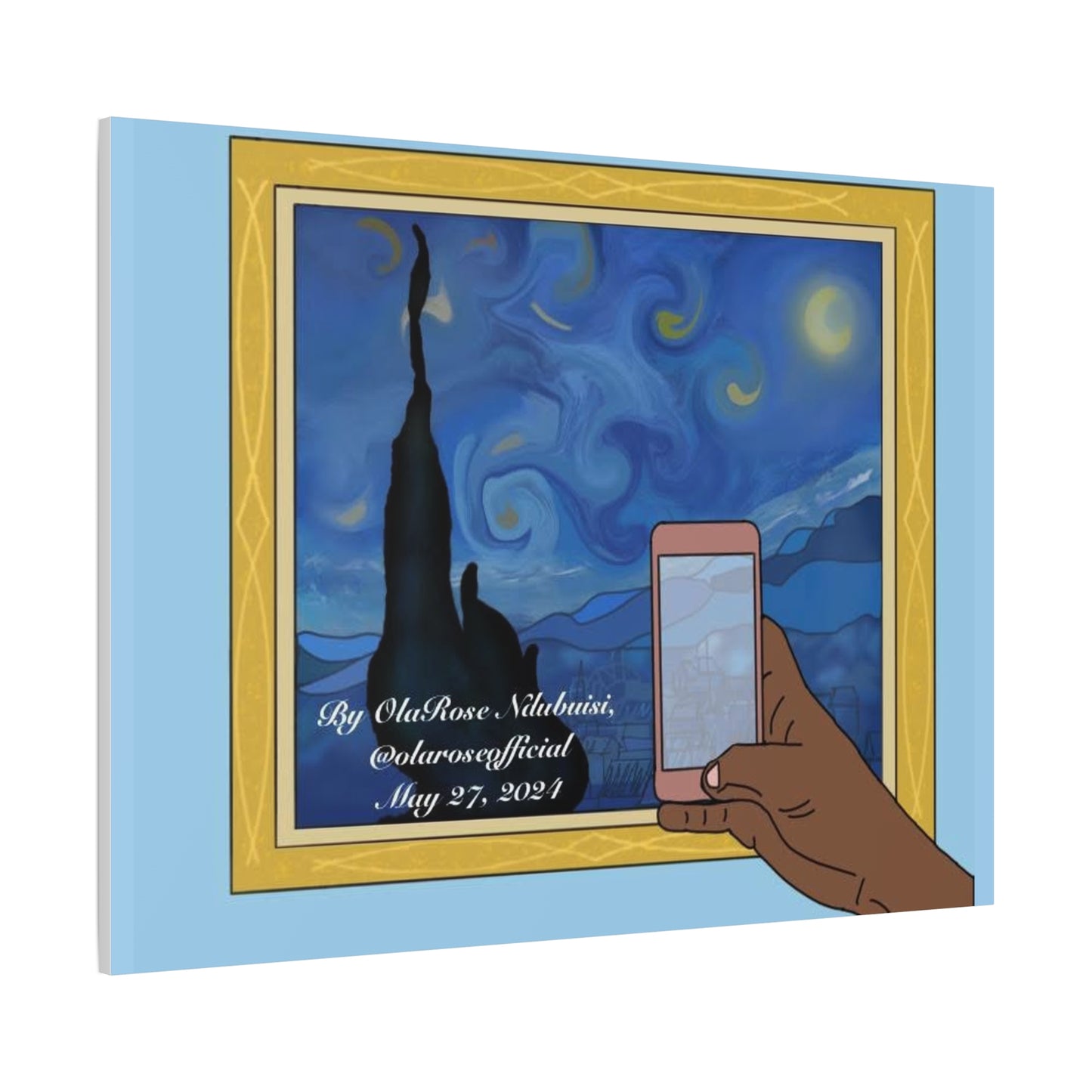 "A Self-Portrait Just Before Sunrise" by OlaRose Ndubuisi on canvas