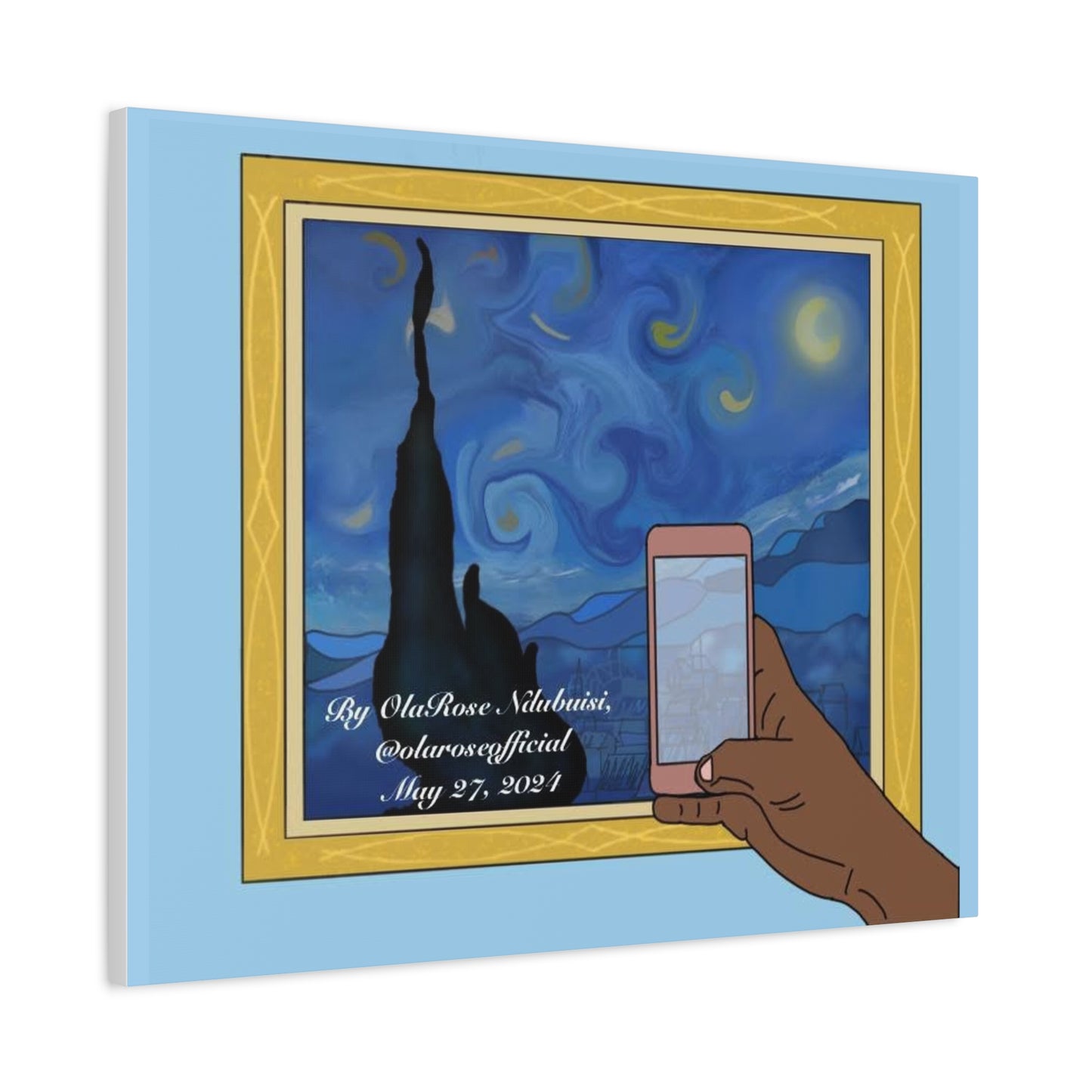 "A Self-Portrait Just Before Sunrise" by OlaRose Ndubuisi on canvas